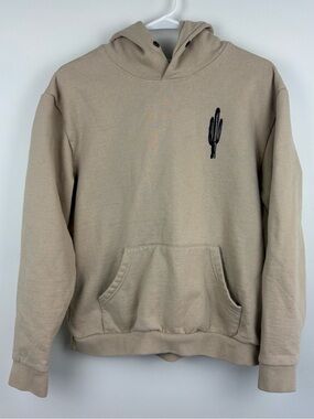 Call Your Mother Beige Cactus Hoodie Medium Good Condition 100% Cotton Unfussy